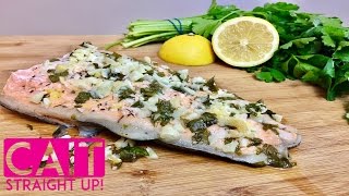 Garlic Butter Salmon in Foil  Oven Baked Recipe  Cait Straight Up [upl. by Germaine]