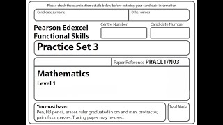 Functional Skills Maths L1 Practice Paper 3 Pearson Edexcel Complete [upl. by Kassia]