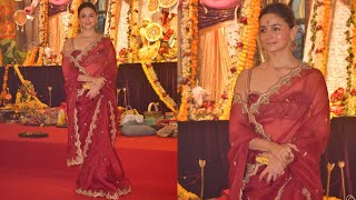 Alia Bhatt Attends North Bombay Durga Puja 2024 [upl. by Renaud]