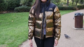 The North Face Womens 1996 Nuptse Jacket Metallic Copper Quick Look [upl. by Darom]