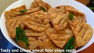 గోధుమపిండితో కరకరలాడే చిప్స్ Type 1 Tasty and Crunchy Wheat Flour Chips  Atta NamkeenSnack [upl. by Edwards874]