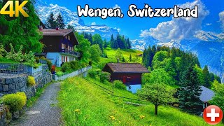 Wengen Switzerland walking tour 4K  The most beautiful Swiss villages  Charming village [upl. by Carena834]