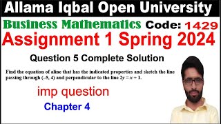 1429 Code Solved Assignment 1 Spring 2024 Question 5  Find the equation of a line [upl. by Anujra]