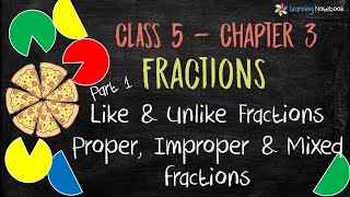 Class 5 Chapter Fraction  Types of Fractions [upl. by Aikas878]