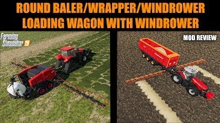 Farming Simulator 19  Round BalerWrapperWind Rower amp Loading WagonWind Rower quotMod Reviewquot [upl. by Nadean942]