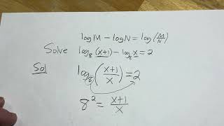 How to Solve an Equation with Two Logarithms and a Minus Sign log8x  1  log8x  2 [upl. by Anialed806]