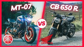 TOP SPEED YAMAHA MT07 VS HONDA CB650R  MotoTopSpeed [upl. by Buyer]