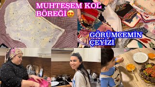 GELİN KAYNANA MUTFAKTA❤️ÇEYİZLERİ SERDİK😍ENFES KOL BÖREĞİ TARİFİ☺️AİLECEK TOPLANDIK  GÜNLÜK VLOG [upl. by Neelrac822]