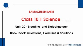 Breeding and Biotechnology Questions Answers  Unit 20  Class 10  Biology  Science  Samacheer [upl. by Hahnke]