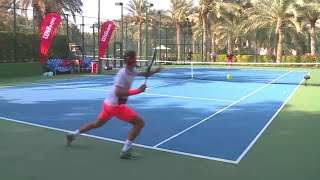 Roger Federer Training in Dubai Court Level View Full Tennis Practice in HD [upl. by Odnumde344]