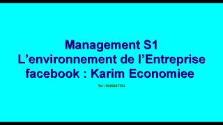 Management S1 quot L’environnement de l’Entreprise quot [upl. by Nodnek]