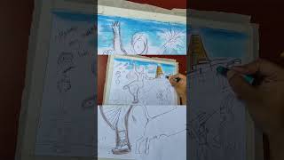 Tamil culture drawing drawing temple tamil culture unity pleasure school competition [upl. by Ransell]