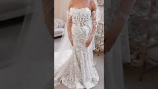 Calla Blanche Tanvi  Lace Fishtail Wedding Dress with Detachable Sleeves [upl. by Ahsilrak]