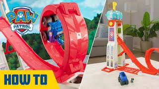 Rescue Wheels Super Loop Tower HQ HowTo Play  PAW Patrol  Toys for Kids [upl. by Nnaaras52]