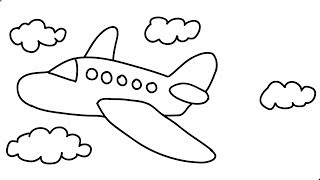 How to Draw an Airplane Easy Step by Step Draw a Cartoon Airplane very fast [upl. by Ahsla]