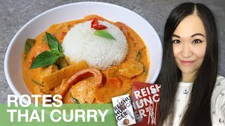 REZEPT Rotes Thai Curry mit Hähnchen und Gemüse  thailändisch kochen [upl. by Wiener]