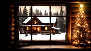 Cozy Christmas Cabin Ambience  4K Holiday Relaxation with Christmas Music [upl. by Otrebilif]