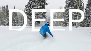 First Deep Powder Day Snowboarding in Utah [upl. by Ahsinhoj]