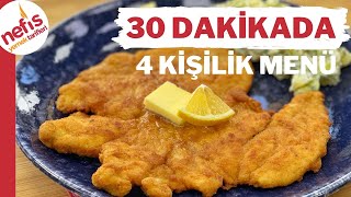 30 Dakikada 4 Kişilik Akşam Yemeği 💥 Çıtır Çıtır Tavuk Şinitzel ve Patates Salatası [upl. by Yddub]