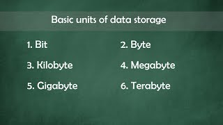 Basic units of data storage  bits bytes kilobytes megabytes gigabytes terabytes [upl. by Gagne963]