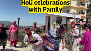 Puri family ke sath manaya Holi ka tyauhar 🤩🥳Aaj sbko Holi ke pani se bhiga dia 😋🤪 [upl. by Fennell]