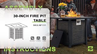 Nuu Garden® Outdoor 30 Inch Propane Gas Fire Pit Table  ASSEMBLY INSTRUCTIONS [upl. by Strader]