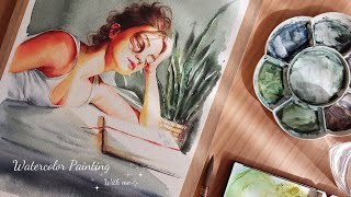 Watercolor Portrait PaintingFull process [upl. by Rodi]