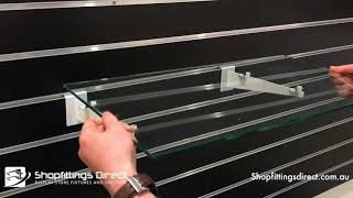 Glass Shelving On Slatwall Brackets With IDC Clips From Shop Fittings Direct Australia [upl. by Minni]