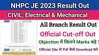 NHPC JE 2023 Result OutNHPC JE 2023 Official Cutoff Out NHPC JE All Branch Result amp Cutoff Out [upl. by Deragon]