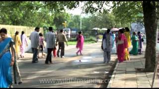 People of different ages visiting Chandigarh Rock Garden [upl. by Felten]