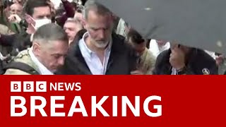 Angry crowds confront Spanish king in floodhit Valencia  BBC News [upl. by Milburt]