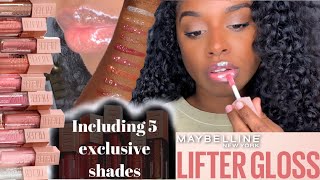 New Maybelline Lip Lifter Gloss Try on Haul amp Swatches  Better Than Fenty Gloss Bomb [upl. by Aikrahs]