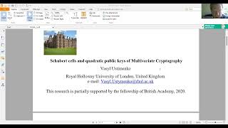 Schubert cells and quadratic public keys of Multivariate Cryptography Vasyl Ustimenko [upl. by Notseh490]