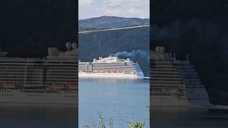 Sky Princess of Princess Cruises passing by Davik today 07aug Bremanger Norway🇳🇴 shortvideo [upl. by Allebram]