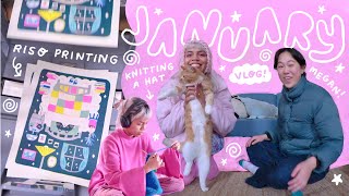 jan vlog ₍ᐢ ̫ᐢ₎ chilly days w friends knitting riso printing amp Im going to Japan 🍧 [upl. by Marcela]