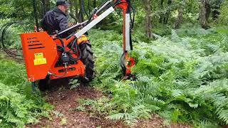 Cutting Bracken  FarmMaster Compact Tractor Hedge Cutter 25m reach  Tractor Hedge Cutters For S [upl. by Chyou]