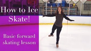 Learn Figure Skating Forward Stroking Beginner Ice Skating Tutorial [upl. by Severin]