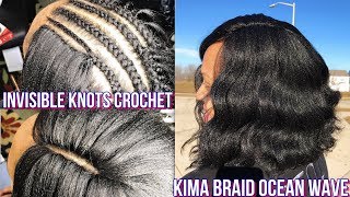 THE PERFECT INVISIBLE KNOTLESS CROCHET METHOD  KIMA BRAID OCEAN WAVE BOB [upl. by Tarrsus797]