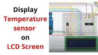 How to display Temperature sensor values on LCD screen  Arduino Tinkercad [upl. by Lenno]