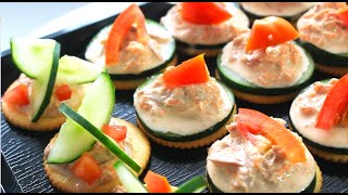 HOMEMADE FITA CRACKER CANAPE WITH CUCUMBER TUNA SALAD SPREAD RECIPE  Easy to make Appetizer [upl. by Aniad]