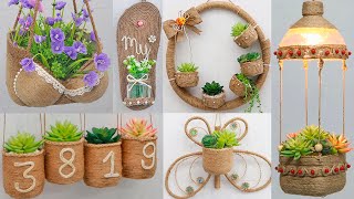 10 Jute Wall Hanging Craft Ideas to Grow Decorative Plants  Jute Decor [upl. by Dumah]