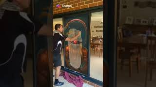 Window cleaning satisfying hanuman [upl. by Ahsilac]