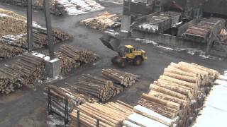 Kalmar logstacker Liebherr excavator Volvo wheel loader  binderholz sawmill in Austria [upl. by Anairol]