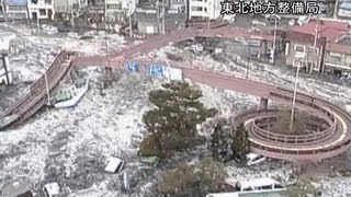 Surveillance camera footage of the 2011 tsunami in Japan [upl. by Htesil510]