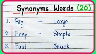 Synonyms words  20 Synonyms words in English  Common Synonyms words  What is Synonyms [upl. by Eimarrej]