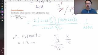 Example calculation of homogeneous critical nuclei size and activation energy [upl. by Pia]