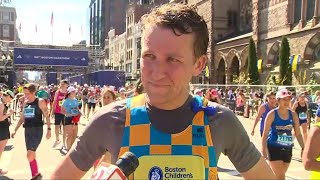 Father who lost 3 children finishes Boston Marathon wearing items from his kids [upl. by Ala153]