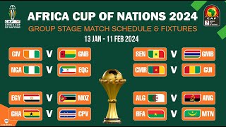 CAF 2024 Africa Cup of Nations Group stage Match Schedule and Fixtures [upl. by Yaner]