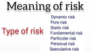 Meaning of risk  types of risk  b com 6 th sem  bba [upl. by Zuliram]