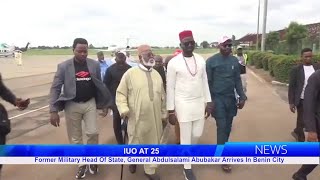 Former Military Head Of State Gen Abdulsalami Abubakar Arrives In Benin For IUOs 25th Anniversary [upl. by Mun]